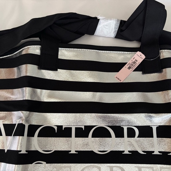 Victoria's Secret Striped Black and Silver Bag - Picture 2 of 6